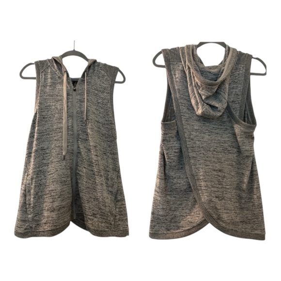 ACTIVE LIFE sleeveless sweatshirt, full zip, wrapped in back. Gray, Large, hood - Picture 2 of 9